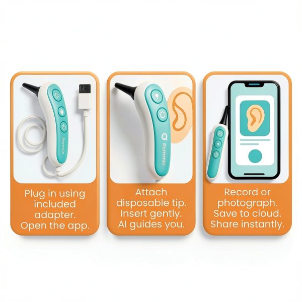 Remmie 4 AI-Powered Digital Otoscope with Light for Kids & Adults-5