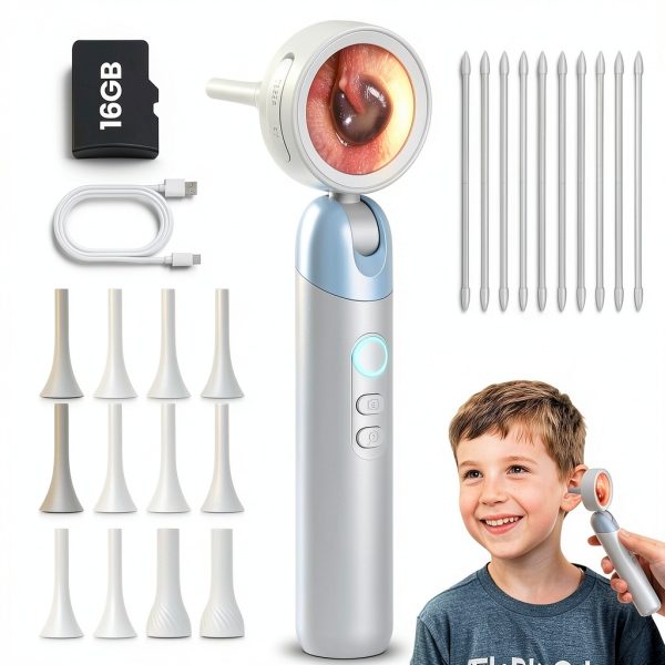 Digital Otoscope Camera with Light – HD Screen 90° Foldable Support Photo Video and PC View, Ear Infection Detector, Pocket Ear Scope with Earwax Removal Tool for Family Adults, Kids and Pets-0