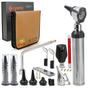 CynaMed ENT Diagnostic Kit with LED Lights, Leather Bag, Complete Set-0