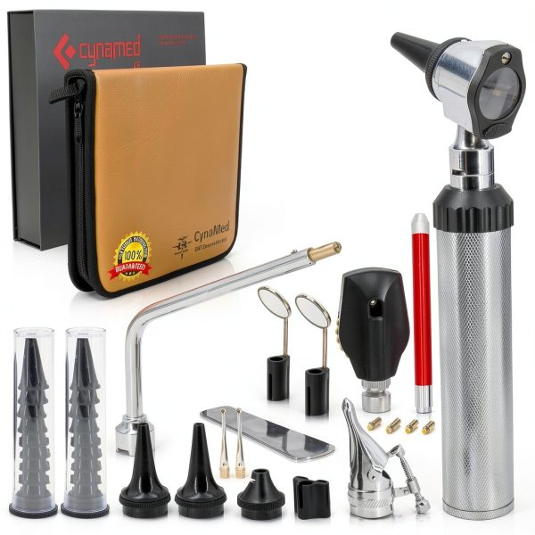 CynaMed ENT Diagnostic Kit with LED Lights, Leather Bag, Complete Set-8
