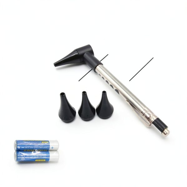 Stainless Steel Mini Diagnostic Otoscope with 3X Magnification, Bright LED Light, Clip and 3 Reusable and Easy-to-Clean Specula Sizes for Kids/Adults & Pet and 2 AAA Batteries-1