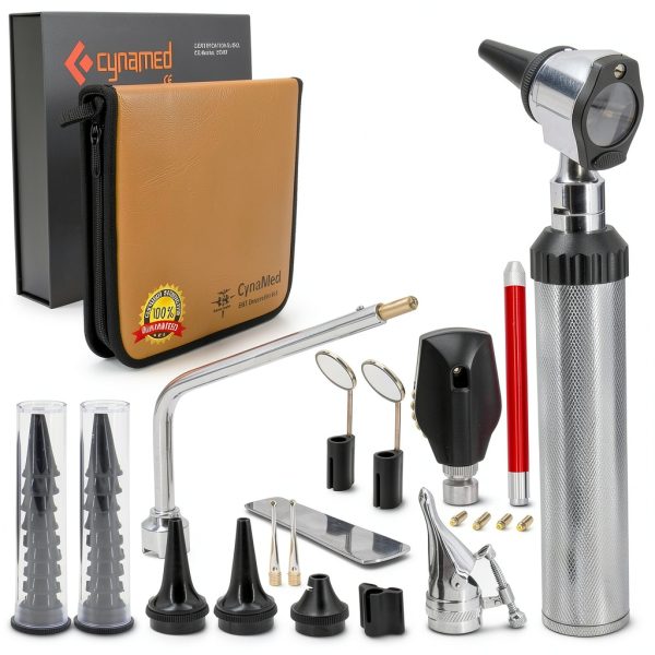 CynaMed ENT Diagnostic Kit with LED Lights, Leather Bag, Complete Set-7