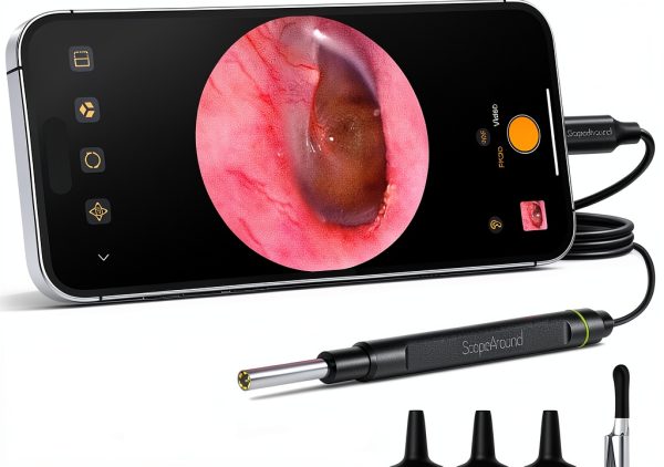 ScopeAround Otoscope with Light, 1080P FHD Ear Scope, 3.9mm Digital Otoscope Camera with 6 LED Lights Ear Wax Removal Tool Camera, Ear Scope with Light, Compatible with iPhone15 & Android-0