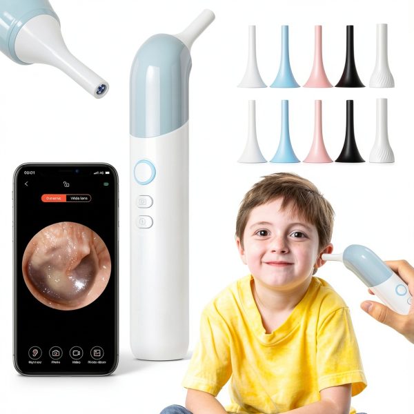 Qimic Wireless Otoscope Ear Camera - 1080P WiFi Otoscope with 6 LED Lights, Ear Scope Camera with 10 Colorful Accessories for Kids,Pets &Adults,Support Photo and Video, Compatible with Android-0