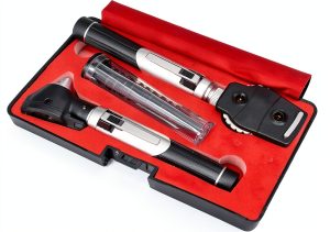 Student Home Use New Ent Otoscope Examination Kit Fiber Optic Diagnostic Set Black Color OS1015-0