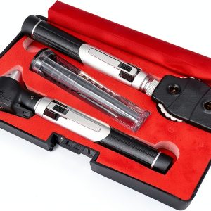 Student Home Use New Ent Otoscope Examination Kit Fiber Optic Diagnostic Set Black Color OS1015-0