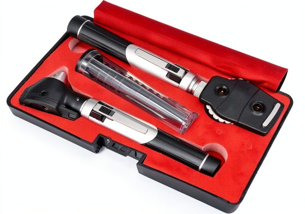 Student Home Use New Ent Otoscope Examination Kit Fiber Optic Diagnostic Set Black Color OS1015-0