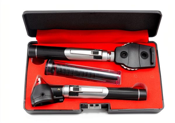 Student Home Use New Ent Otoscope Examination Kit Fiber Optic Diagnostic Set Black Color OS1015-2