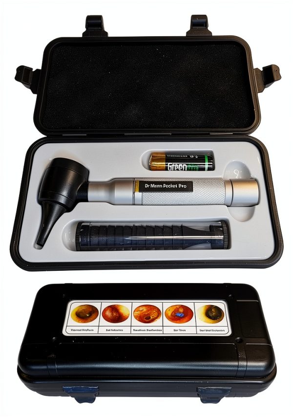 4th Generation Doctor Mom LED Pocket Pro Otoscope with Both Adult and Pediatric Disposable Specula Tips, Battery, and Protective Hard Plastic Case-0